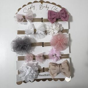 Danbar Simply Baby Chic Hair Bow Headbands Set of 10 NEW